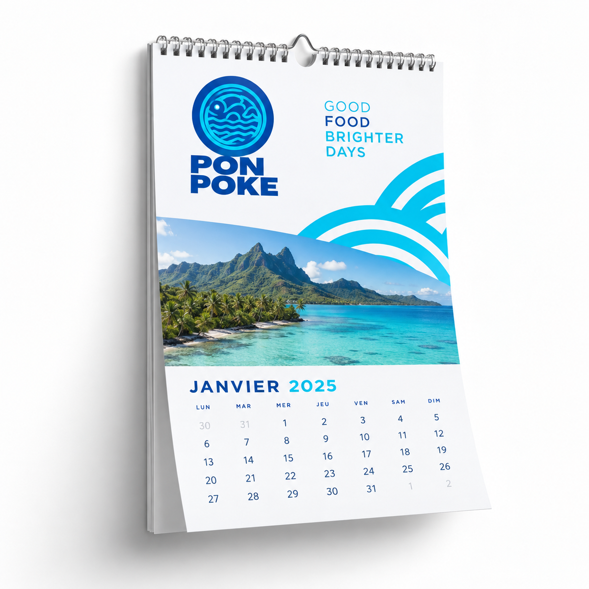 Calendrier mural à spirale métallique double recto Int. 210 × 148 mm – paysage